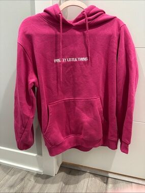 PrettyLittleThing Hot Pink Logo Pullover Hoodie